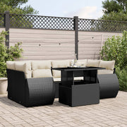 Loungeset 7-delig poly rattan zwart