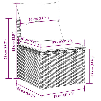 7-delige Loungeset met kussens poly rattan beige
