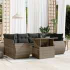 7-delige Loungeset met kussens poly rattan grijs