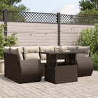 7-Piece Poly Rattan Lounge Set with Cushions Brown