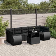 8-piece Lounge Set with Cushions Polyrattan Black