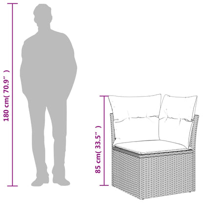 8-delige Loungeset met kussens poly rattan grijs