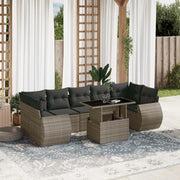 8-piece Lounge Set with Cushions Poly Rattan Grey