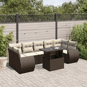 8-piece Lounge Set with cushions poly rattan brown