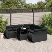Loungeset 9-delig poly rattan zwart