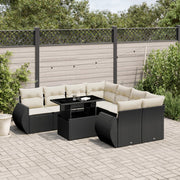 Loungeset 9-delig poly rattan zwart
