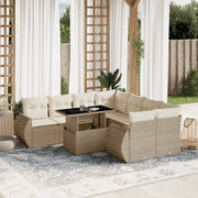 Loungeset poly rattan 9-delig beige