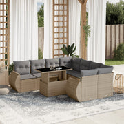 Loungeset 9-delig poly rattan beige