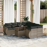 Loungeset 9-delig poly rattan grijs