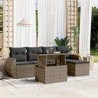Loungeset 6-delig poly rattan grijs