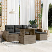 6-piece Lounge Set with Cushions Poly Rattan Grey