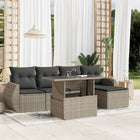 Loungeset 6-delig poly rattan lichtgrijs