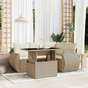 Loungeset 5-delig poly rattan beige