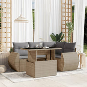 Loungeset poly rattan 5-delig beige