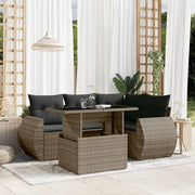 Loungeset 5-delig poly rattan grijs