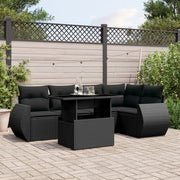 Loungeset 6-delig poly rattan zwart