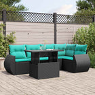 6-piece garden lounge set with cushions black poly rattan