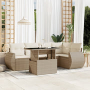 Loungeset 6-delig poly rattan beige
