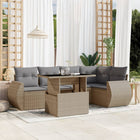 6-piece Lounge Set with cushions poly rattan beige