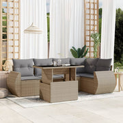 Loungeset 6-delig poly rattan beige