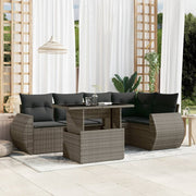 Loungeset 6-delig poly rattan grijs