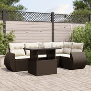 Loungeset 6-delig poly rattan bruin