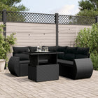 6-piece Lounge Set with Cushions Poly Rattan Black