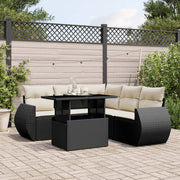 Loungeset 6-delig poly rattan zwart