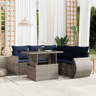 6-piece garden sofa set with cushions, gray poly rattan