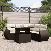 Loungeset 6-delig poly rattan bruin