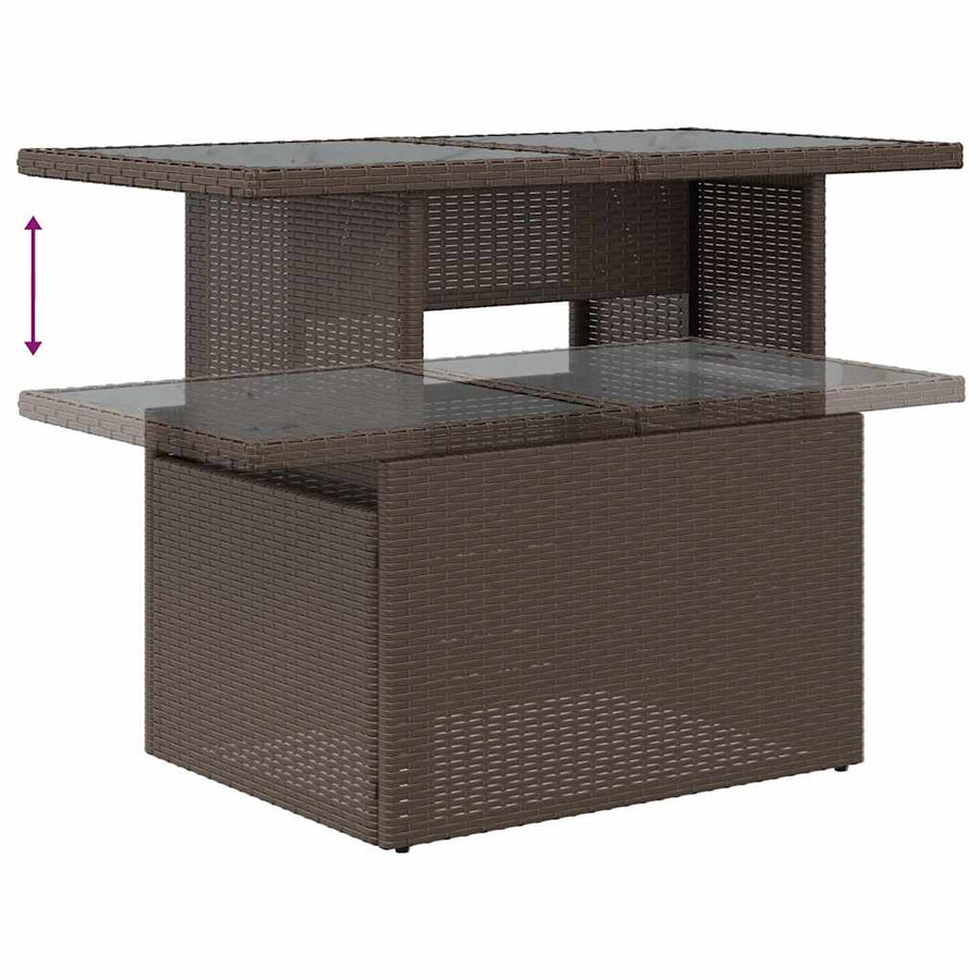 6-delige tuinbankset met kussens, bruin polyrotan