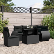 Loungeset 6-delig poly rattan zwart