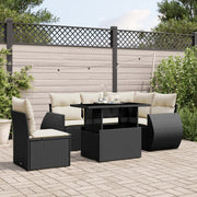 Loungeset 6-delig poly rattan zwart