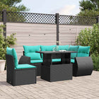 6-piece garden lounge set with cushions black poly rattan