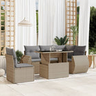 Loungeset 6-delig poly rattan beige