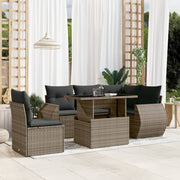 6-piece Lounge Set with Cushions Poly Rattan Grey