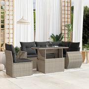 Loungeset 6-delig poly rattan lichtgrijs