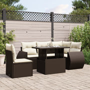 Loungeset 6-delig poly rattan bruin