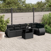Loungeset 7-delig poly rattan zwart