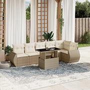 Loungeset 7-delig poly rattan beige