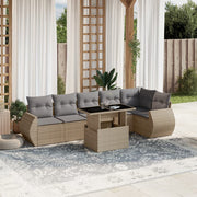 Loungeset 7-delig poly rattan beige