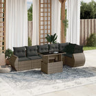 7-delige Loungeset met kussens poly rattan grijs