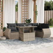 Loungeset 7-delig poly rattan lichtgrijs