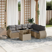Loungeset 7-delig poly rattan beige