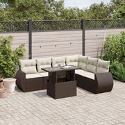Loungeset 7-delig poly rattan bruin