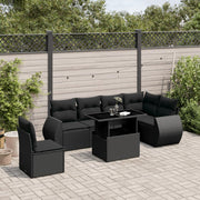 Loungeset 7-delig poly rattan zwart