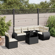Loungeset 7-delig poly rattan zwart