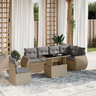 7-delige Loungeset met kussens poly rattan beige