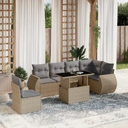 Loungeset 7-delig poly rattan beige