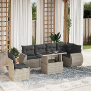 Loungeset 7-delig poly rattan lichtgrijs